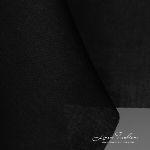 Linen fabric in black can be used to sew summer clothes, garment accessories and various table linen items