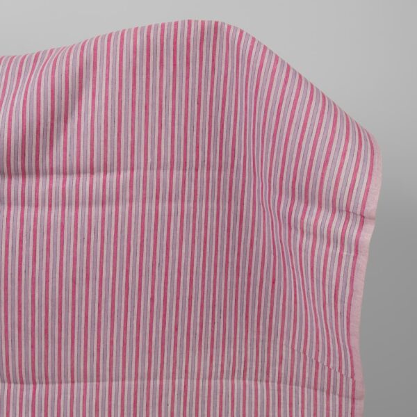 Linen fabric with pink stripes product photo