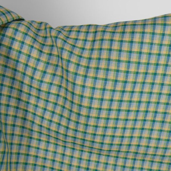 Linen fabric with blue and green checks product photo