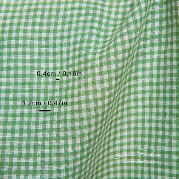 Tissu de lin à carreaux blancs et verts – Image 2
