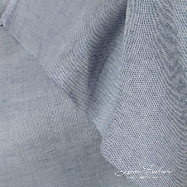 Linen fabric in grey blue melange colour.