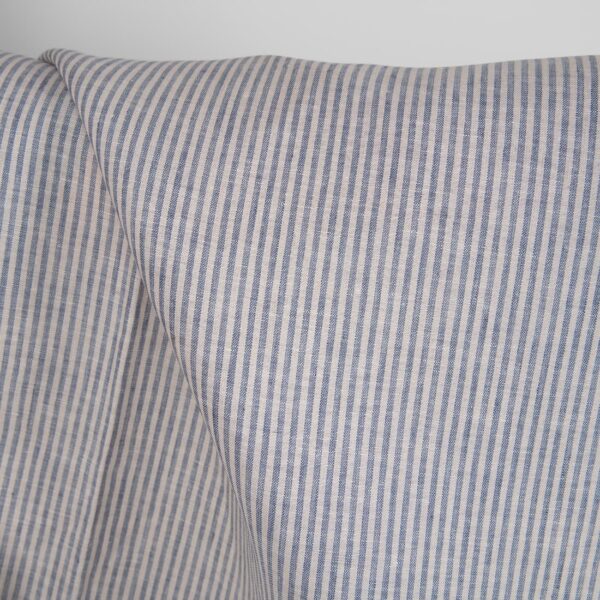 Tissu de lin à rayures bleues et brunes – Image 2