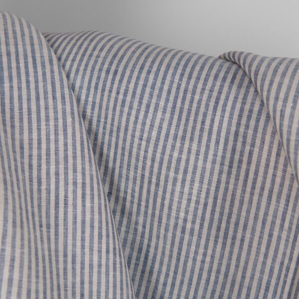 Tissu de lin à rayures bleues et brunes – Image 3
