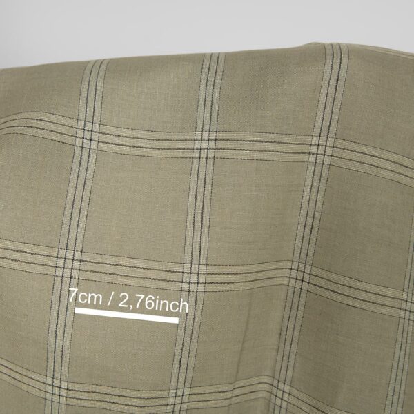 Tissu de lin à carreaux vert-beige – Image 5