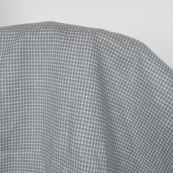 Tissu de lin à carreaux gris blanc – Image 2