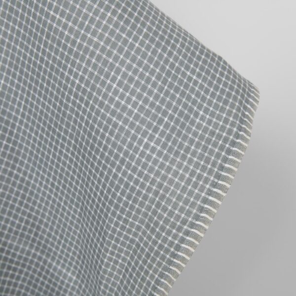 Tissu de lin à carreaux gris blanc – Image 3