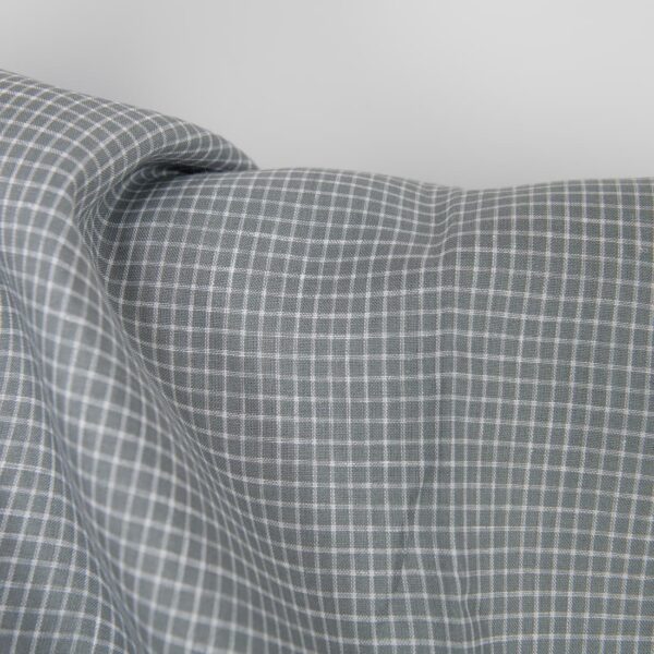 Tissu de lin à carreaux gris blanc – Image 4