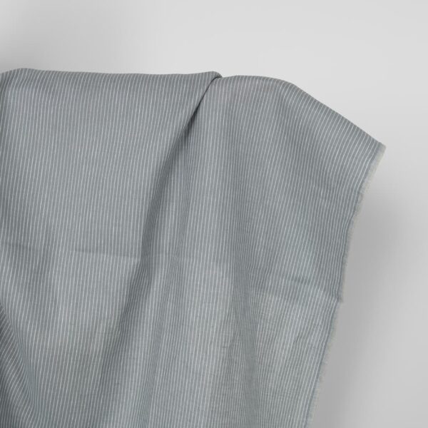 Tissu de lin rayé gris blanc