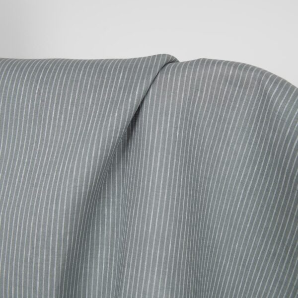 Tissu de lin rayé gris blanc – Image 2
