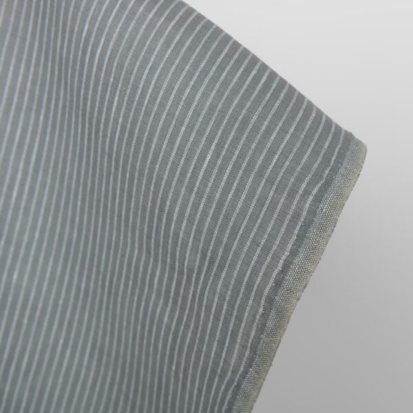 Tissu de lin rayé gris blanc – Image 4
