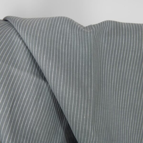 Tissu de lin rayé gris blanc – Image 3