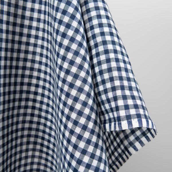 Linen fabric in white blue checks, 180cm.
