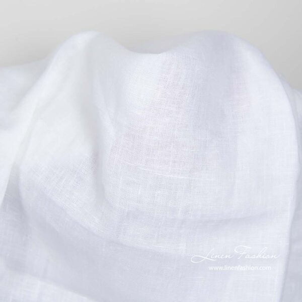 Tissu large en lin blanc neige – Image 3