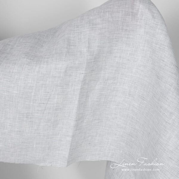 Tissu large en lin mélangé blanc bleu gris