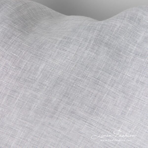 Tissu large en lin mélangé blanc bleu gris – Image 2