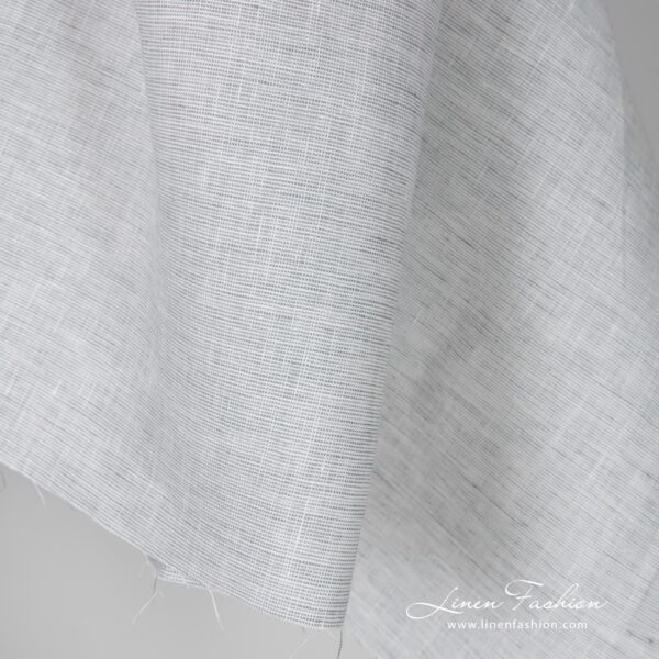 Tissu large en lin mélangé blanc bleu gris – Image 3
