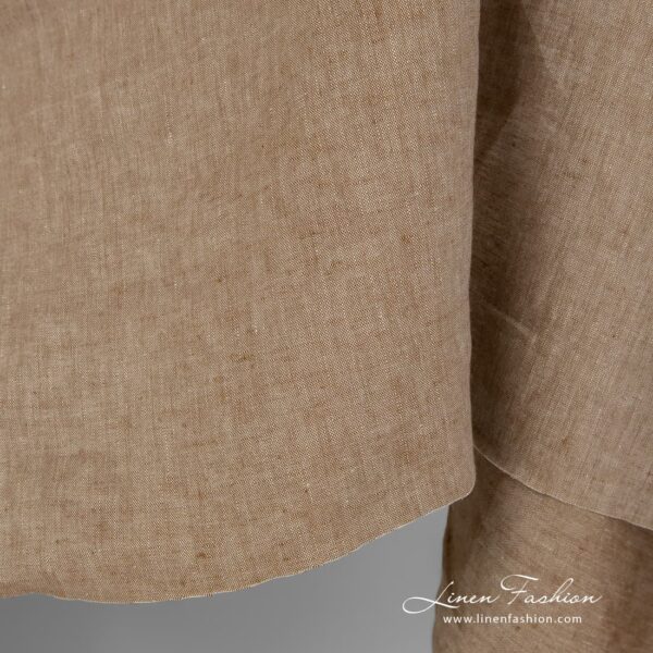 Brown melange linen fabric, wide.