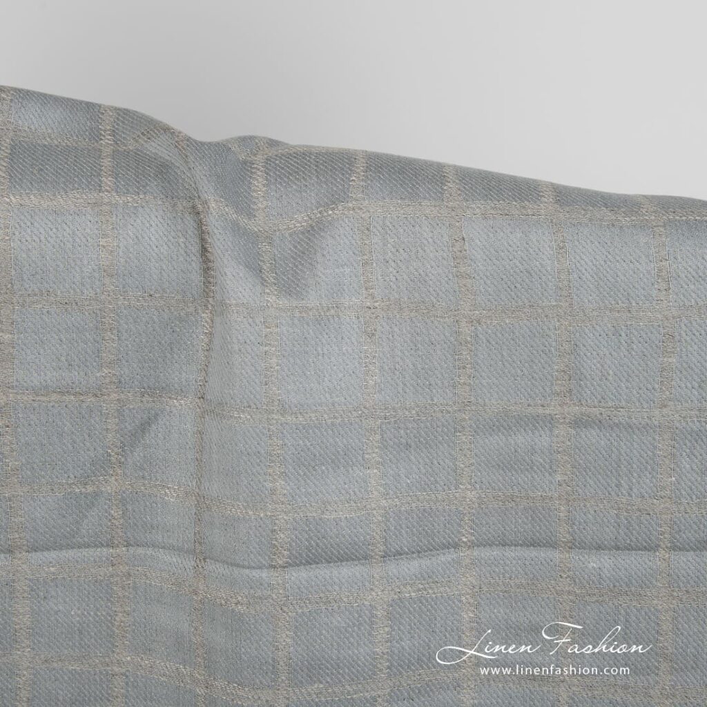 Tissu en lin et coton jacquard gris bleuâtre 2 Linen cotton fabric blueish grey double-sided 155cm product photo