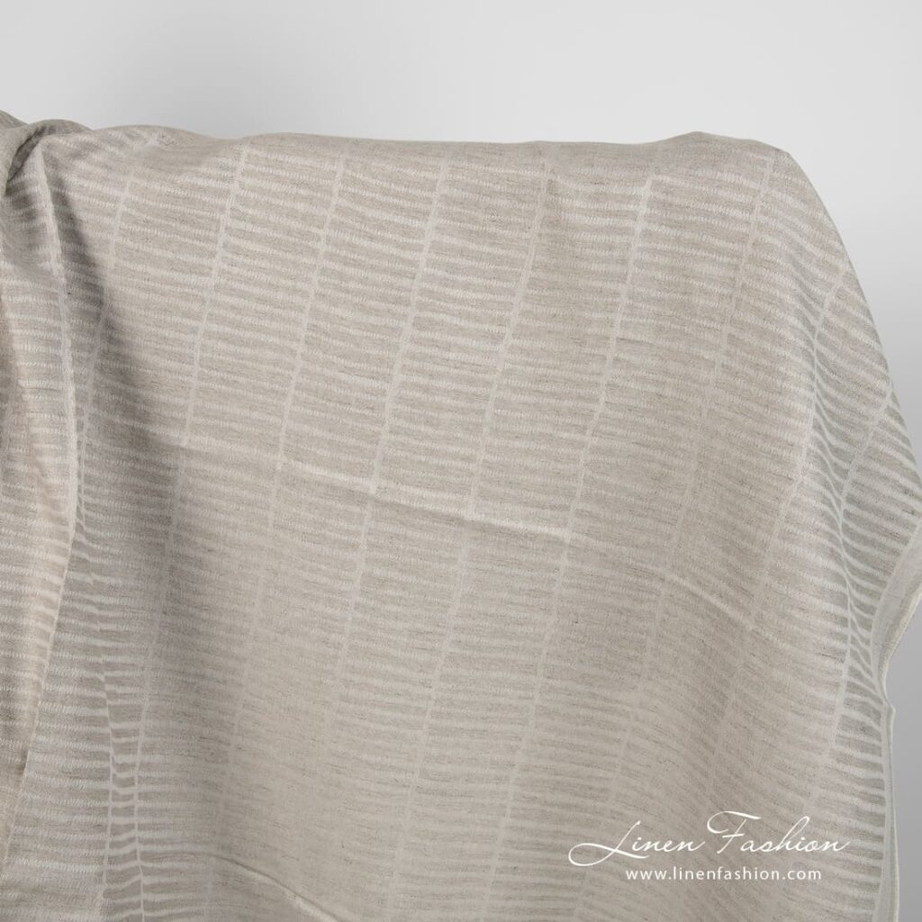 Tissu lin coton jacquard gris naturel 1 Linen cotton fabric natural grey double-sided