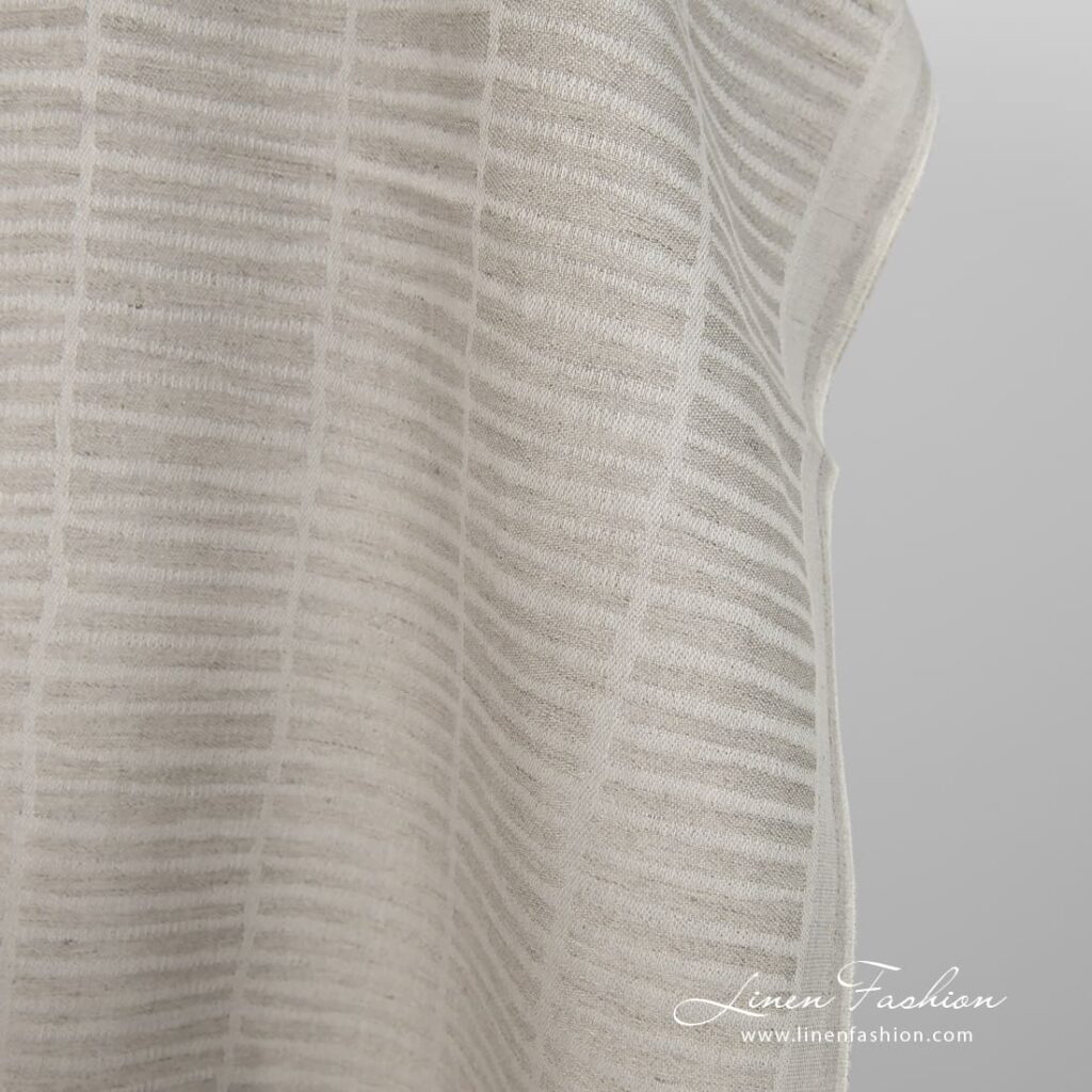 Tissu lin coton jacquard gris naturel 4 Linen cotton fabric natural grey double-sided product photo