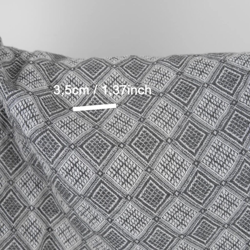 Tissu jacquard de coton lin gris à motifs de losanges lavés 3 Grey linen cotton fabric in rhombus pattern, perfect for clothes and home textile