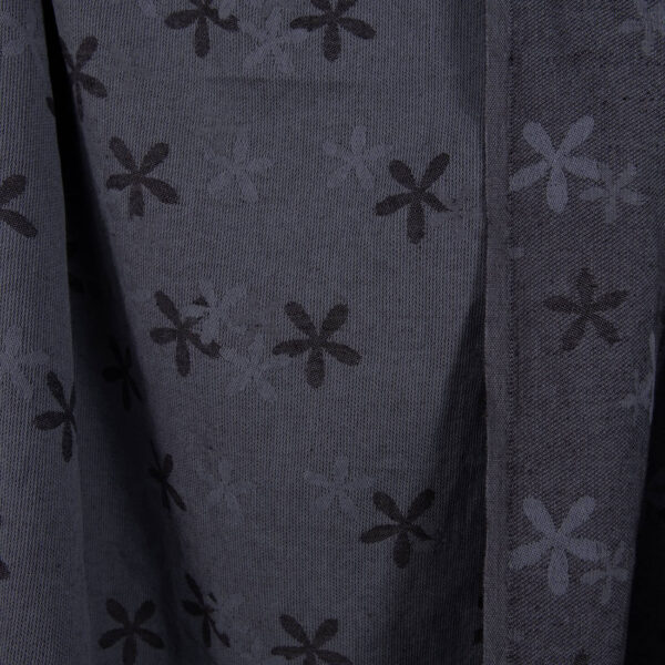 Washed linen cotton fabric with blueish grey flowers 150cm