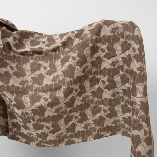 Brown linen blend jacquard fabric