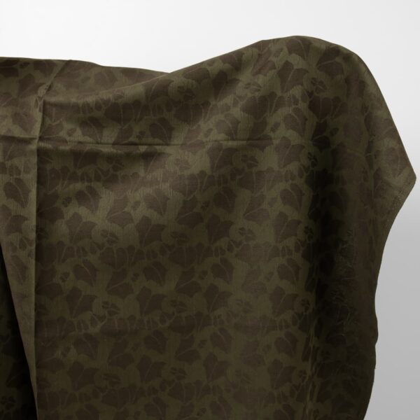 Green linen blend jacquard fabric