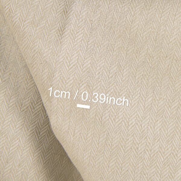 Linen cotton fabric white and sand herringbone, 1cm pattern