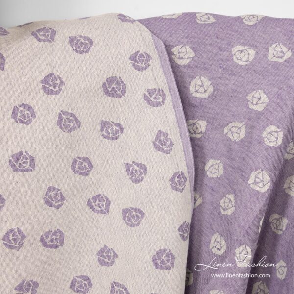 Violet linen cotton fabric, double - sided