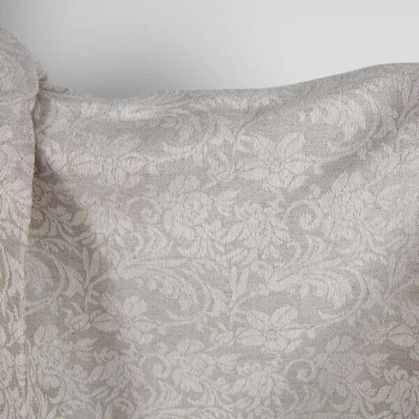 Undyed linen and white cotton fabric with flowers product photo