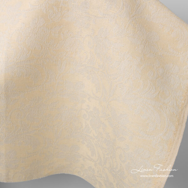 Linen blend cream fabric with flowers