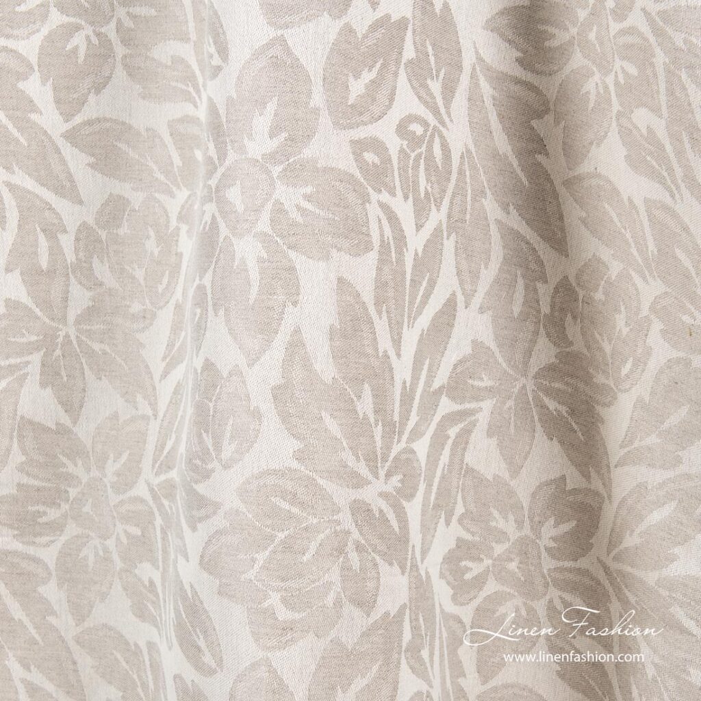 Tissu en lin et coton gris clair avec fleurs 3 Light grey linen blend flower pattern fabric
