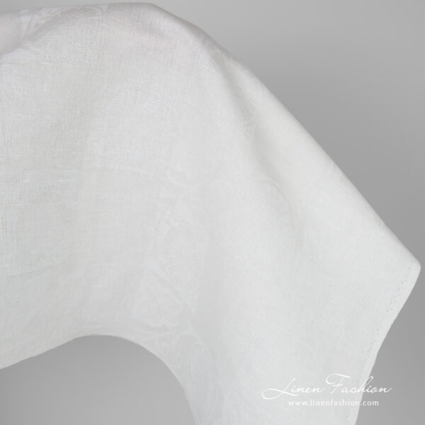 Linen cotton optical white jacquard fabric
