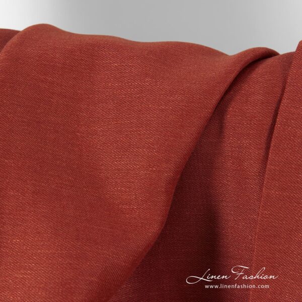 Linen cotton fabric in red color