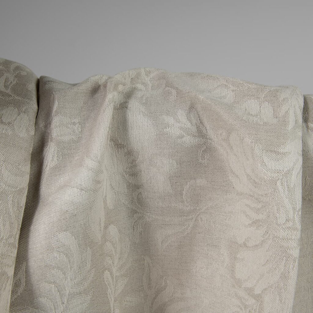 Tissu jacquard en lin et coton beige avec fleurs 3 Linen cotton jacquard fabric beige with flowers product photo