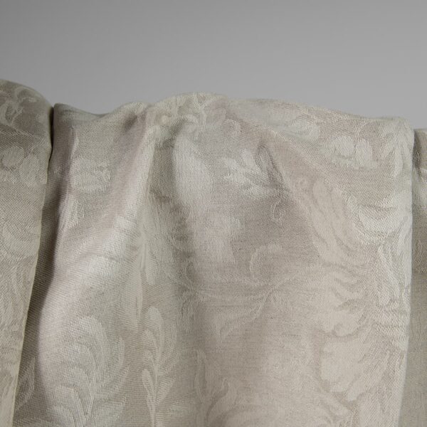 Linen cotton jacquard fabric beige with flowers product photo