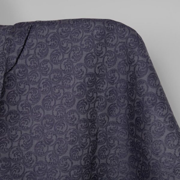 Linen cotton fabric grey and cobalt blue jacquard