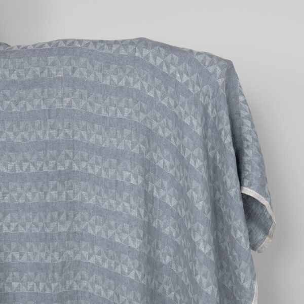 Washed linen fabric grey violet jacquard triangle pattern