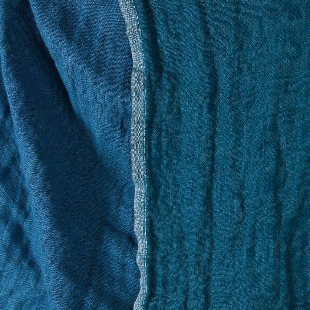 Tissu de lin bleu double face, lavé 1 Tissu de lin bleu double face, lavé