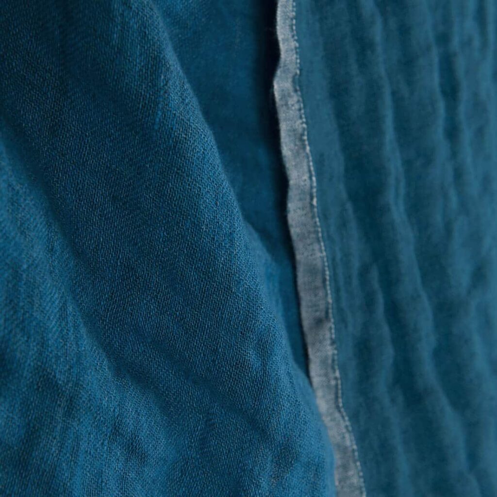 Tissu de lin bleu double face, lavé 2 Tissu de lin bleu double face, lavé – Image 2