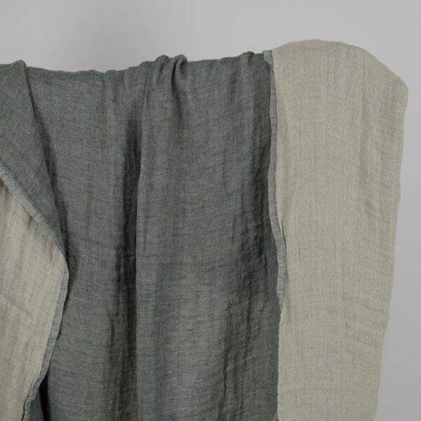 Washed linen fabric greyish blue colour double-sided