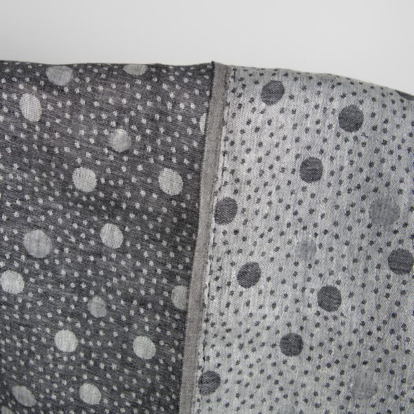 Black linen fabric in bubble pattern close up detail