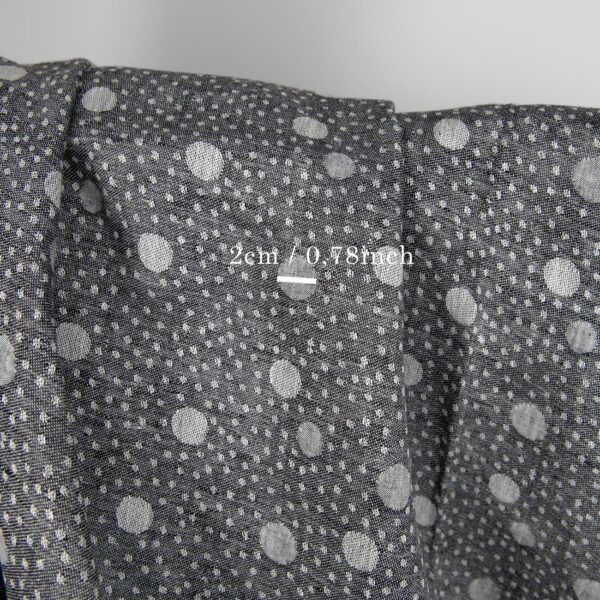 Black linen fabric in bubble pattern with measurements