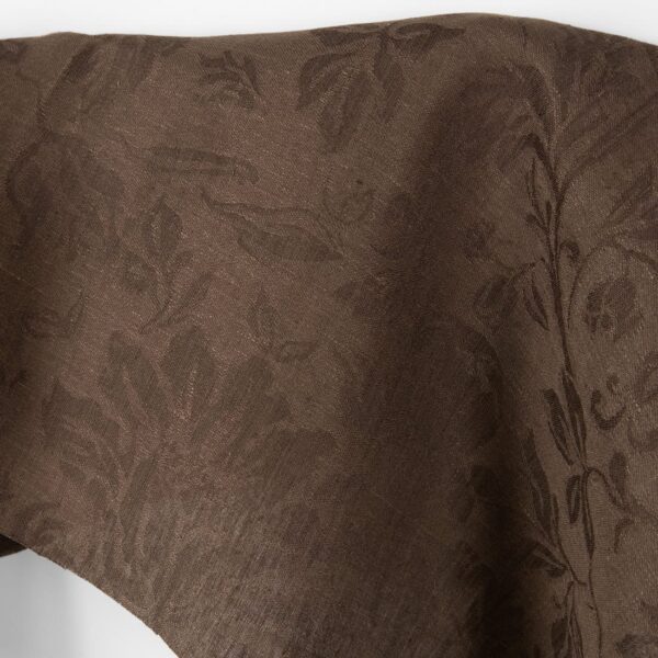 Tissu en lin jacquard marron avec fleurs – Image 2