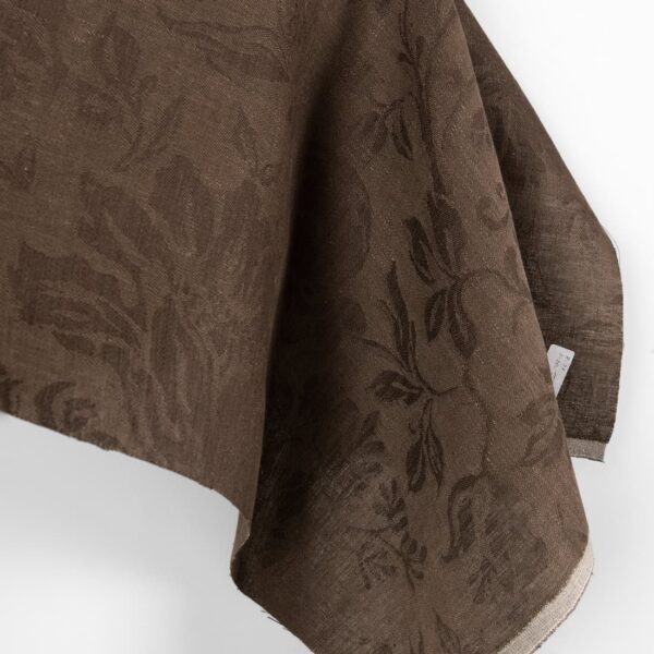 Tissu en lin jacquard marron avec fleurs – Image 3