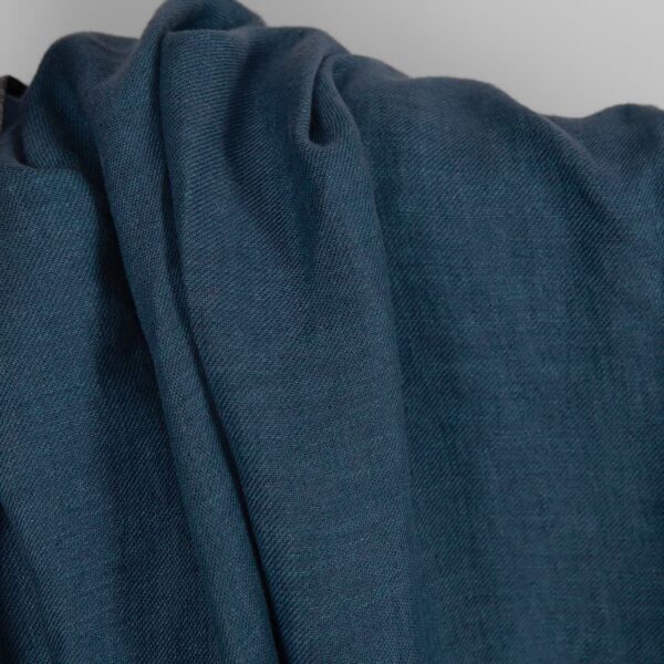Double-sided blue washed linen fabric texture