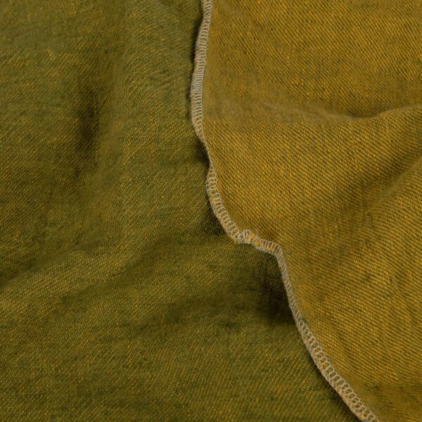 Tissu en lin double face jaune vert, lavé