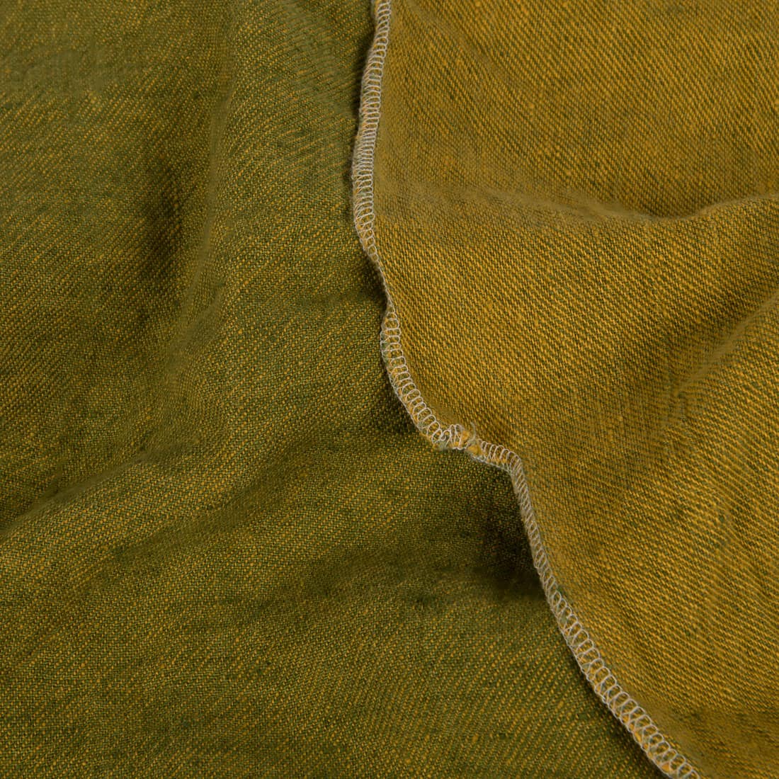 Tissu en lin double face jaune vert, lavé