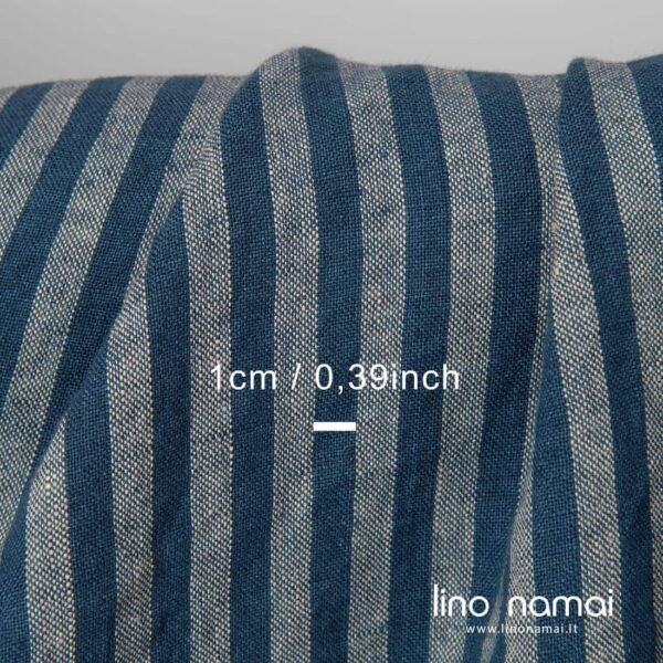 linen blue stripes fabric, 1cm.